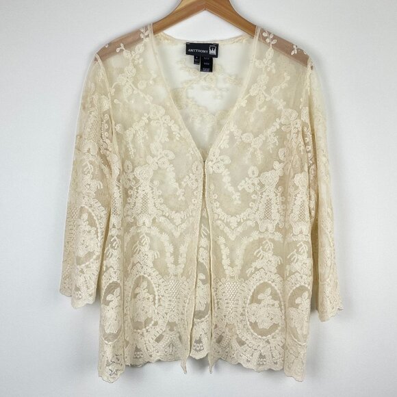 Anthony Original Cream Lace Top with Clasp - Size S - Picture 1 of 6
